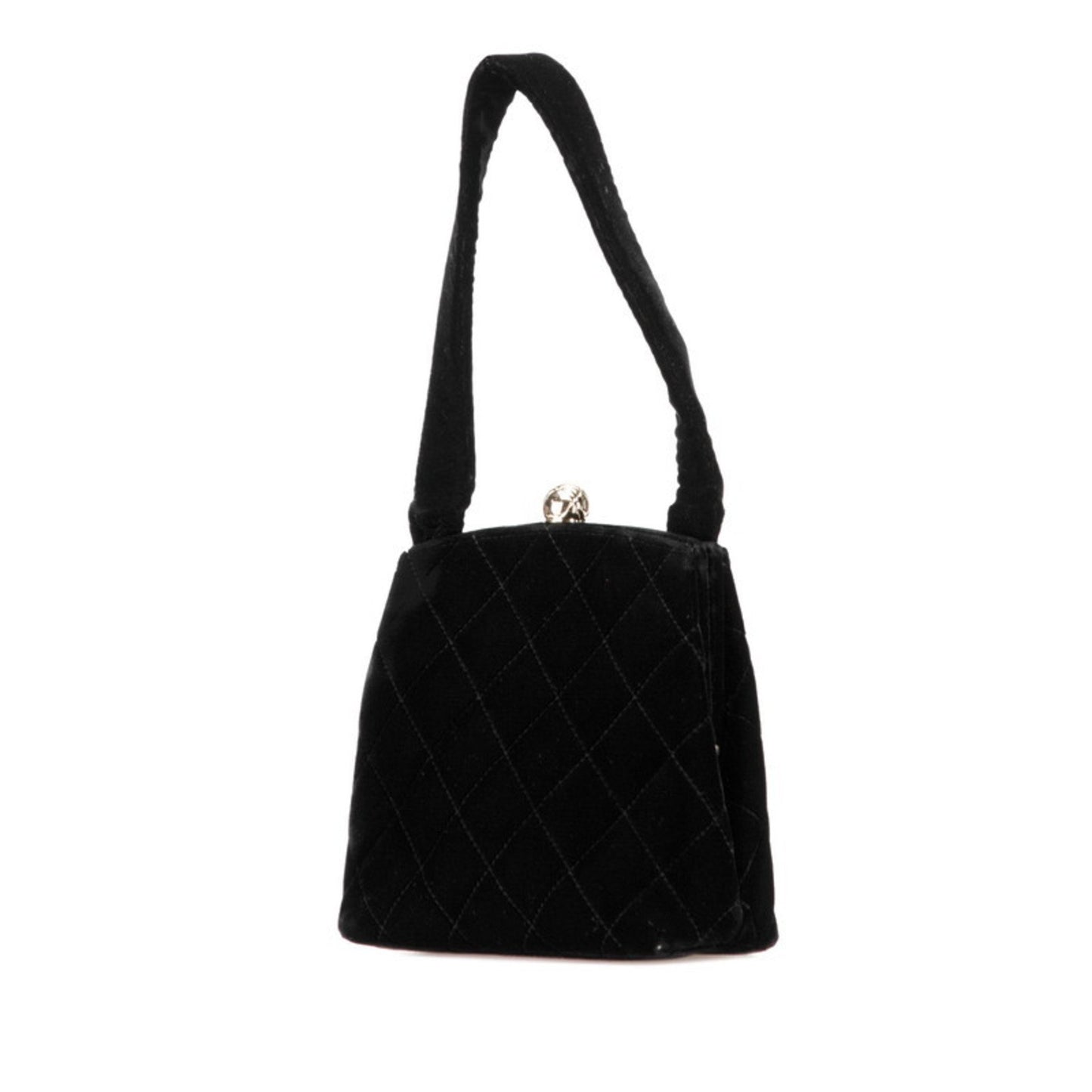 Chanel Matelasse Coco Mark Mini Handbag In Black Velvet