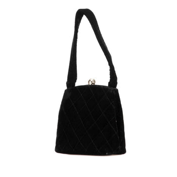 Chanel Matelasse Coco Mark Mini Handbag In Black Velvet