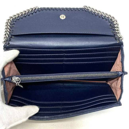 Stella Mccartney Bifold Long Wallet Navy Silver Falabella 391835 Polyester Metal Stella Mccartney