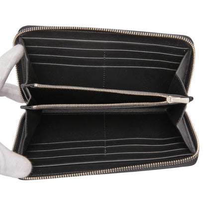 Celine Triomphe Round Zip Long Wallet In Black Leather