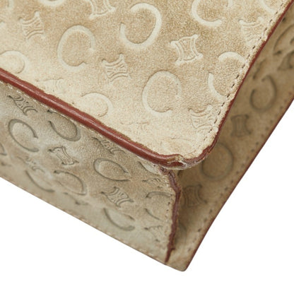 Celine Macadam Handbag In Beige Suede