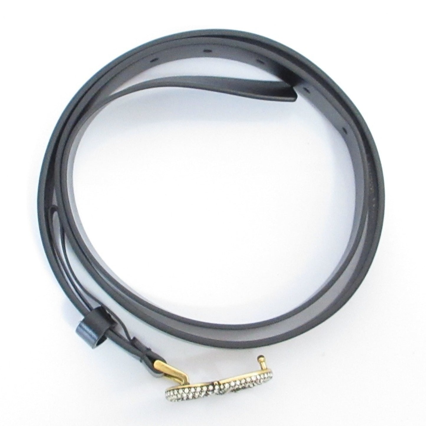 Christian Dior Rhinestone Cd Buckle Leather Narrow Belt