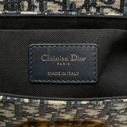 Christian Dior Dior Oblique 30 Montaigne Crossbody Shoulder Bag Navy Beige Leather Jacquard