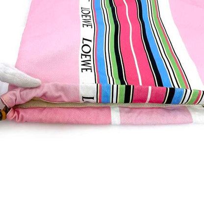 Loewe Bag Ec-22948 Pink Stripe Large Canvas Leather 691910 Clutch Pouch
