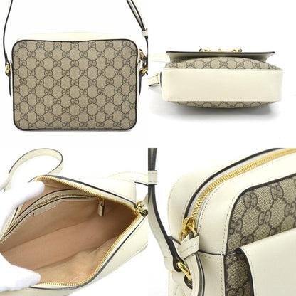 Gucci Crossbody Shoulder Bag Gg Supreme Pvc/Leather Beige/White Gold