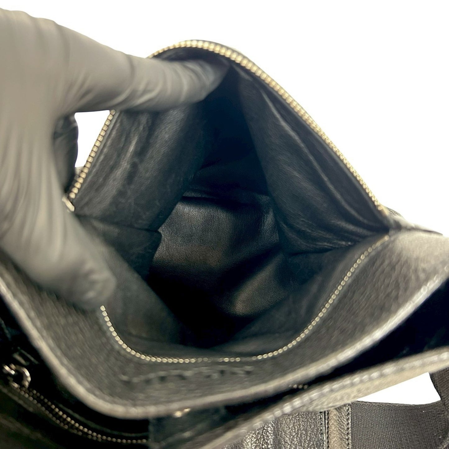 Prada Prada Logo Engraved Leather Shoulder Bag