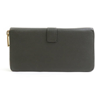 Saint Laurent Round Long Wallet In Khaki Brown And Gold Leather For Men Women