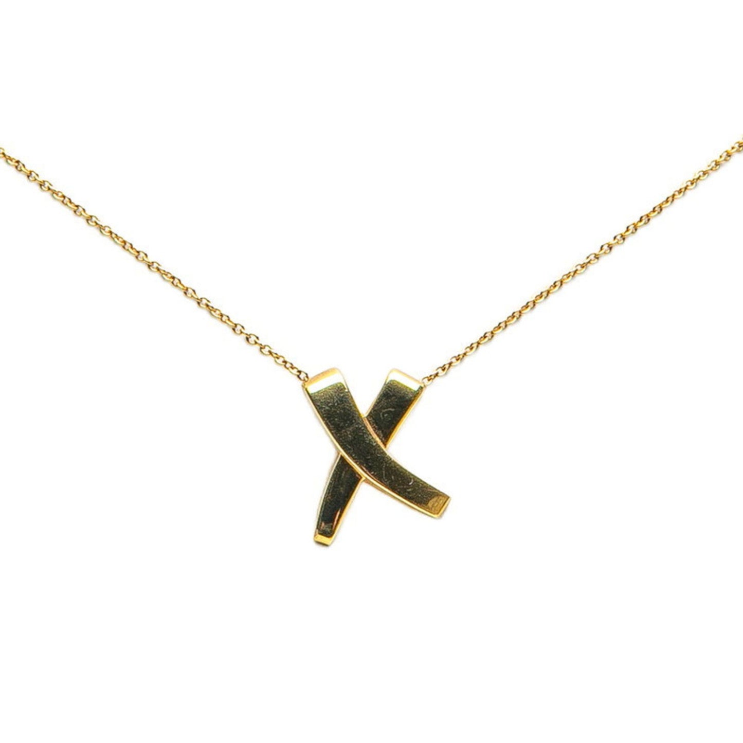 Tiffany & Co. Paloma Picasso Graffiti X Pendant Kiss Necklace In 18K Yellow Gold