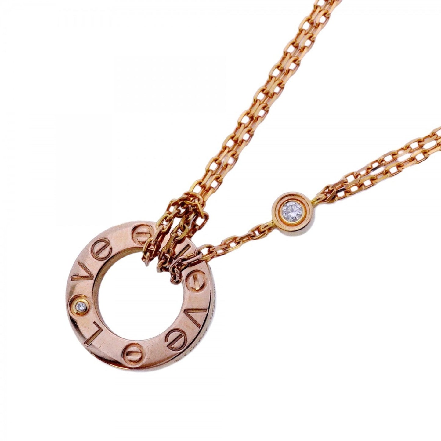 Cartier Love Circle 2Pd Necklace In 18K Pink Gold