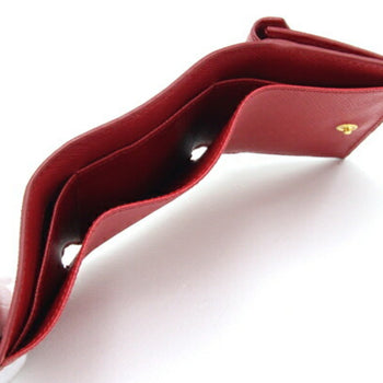 Prada Tri-Fold Wallet 1Mh021 Red Leather Compact