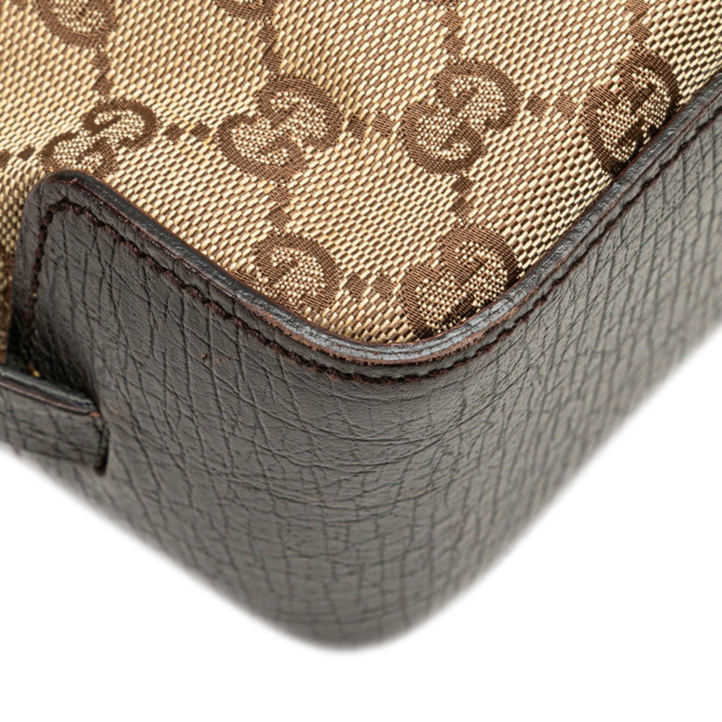 Gucci Gg Canvas Tote Bag Handbag 107757 Beige Brown Leather