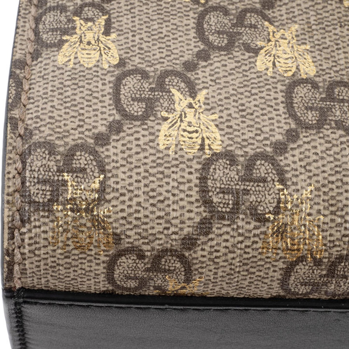 Gucci Bee Gg Supreme Leather Padlock Chain Shoulder Bag