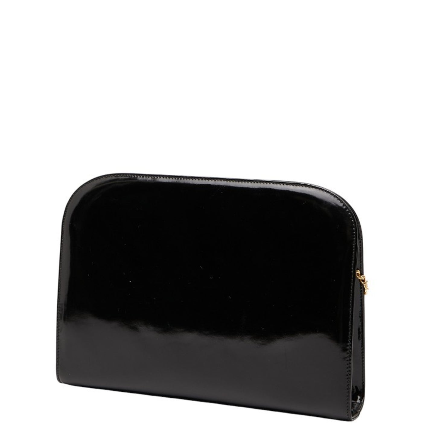 Salvatore Ferragamo Gancini Chain Shoulder Bag In Black Patent Leather