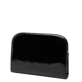 Salvatore Ferragamo Gancini Chain Shoulder Bag In Black Patent Leather