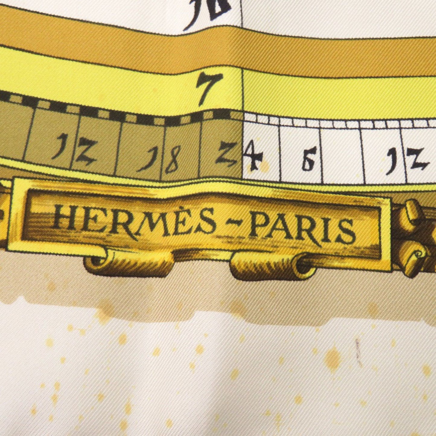 Herms Carr 90 Dies Et Hore Astrology Silk Beige Scarf Muffler 0132 Hermes