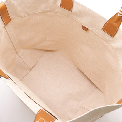Hermes Hermes Steeple Tote Bag Large Toile H Straw Vaubarenia Leather Beige Brown ?P Engraved