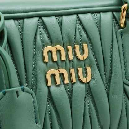 Miu Miu Miu Arcadi Matelasse Hand Shoulder Bag Leather Salvia Green 5Bb124 Bp