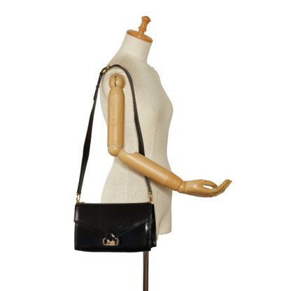 Celine Carriage Hardware One-Shoulder Bag Black Leather