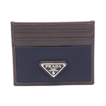 Prada Business Card Holder/Card Case Leather Nylon