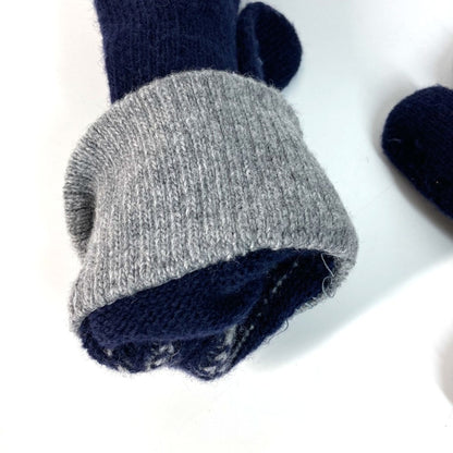 Fendi Fxy010 Check Ff Bicolor Glove Gloves Navy Gray
