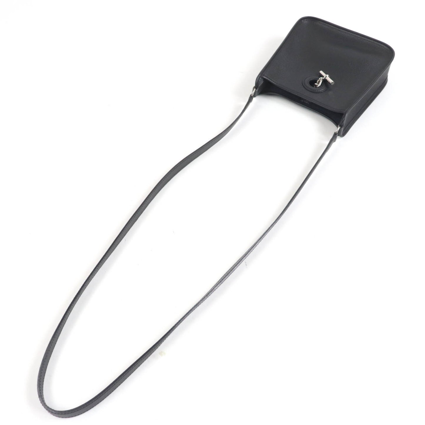 Hermes Vespa Tpm Shoulder Bag In Black With Epsom Leather And Silver Hardware