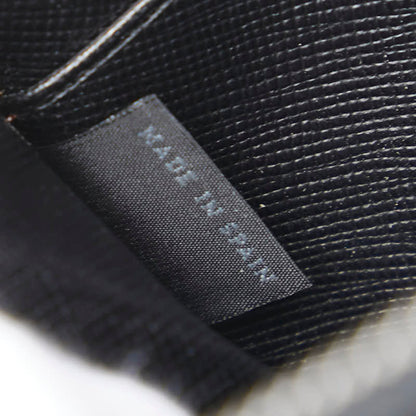Prada Triangle Logo Plate Long Wallet Round Zipper Black Leather