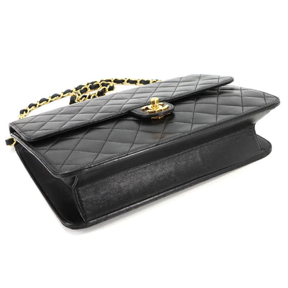 Chanel Matelasse Chain Shoulder Bag Leather Black Gold Metal Fittings