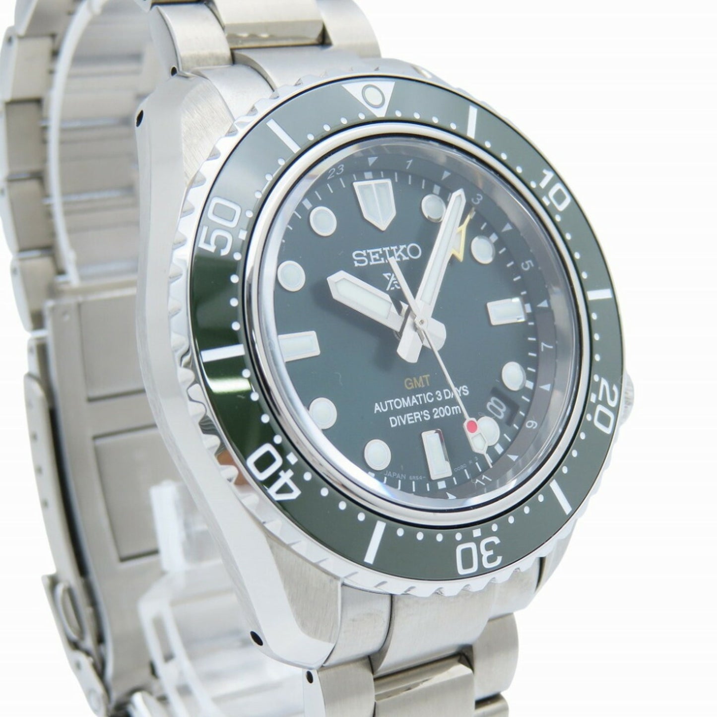 Like New Seiko Prospex Mechanical Divers Gmt Sbej009 / 6R54-00D0 Automatic Watch Ss Green Dial