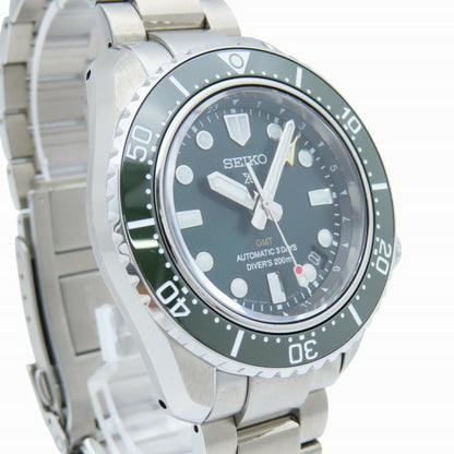 Like New Seiko Prospex Mechanical Divers Gmt Sbej009 / 6R54-00D0 Automatic Watch Ss Green Dial