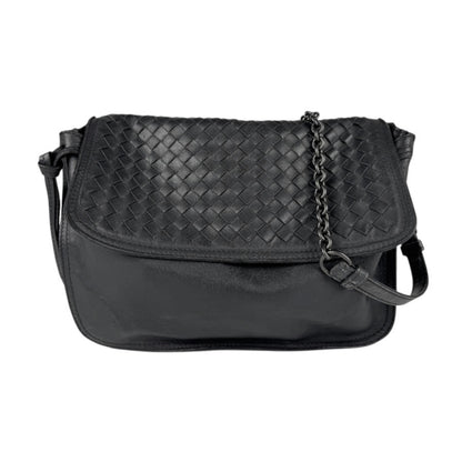 Bottega Veneta Shoulder Bag Intrecciato Leather Black