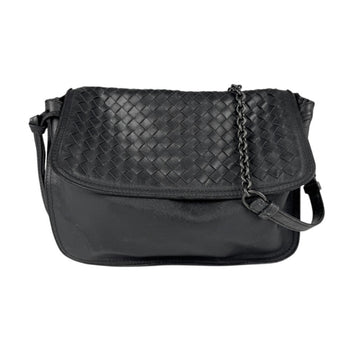 Bottega Veneta Shoulder Bag Intrecciato Leather Black