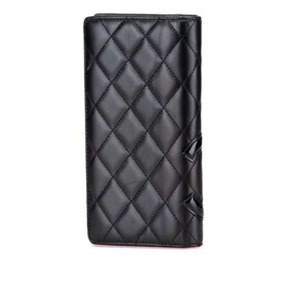 Chanel Cambon Line Coco Mark Long Wallet In Black Lambskin