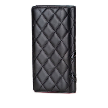 Chanel Cambon Line Coco Mark Long Wallet In Black Lambskin
