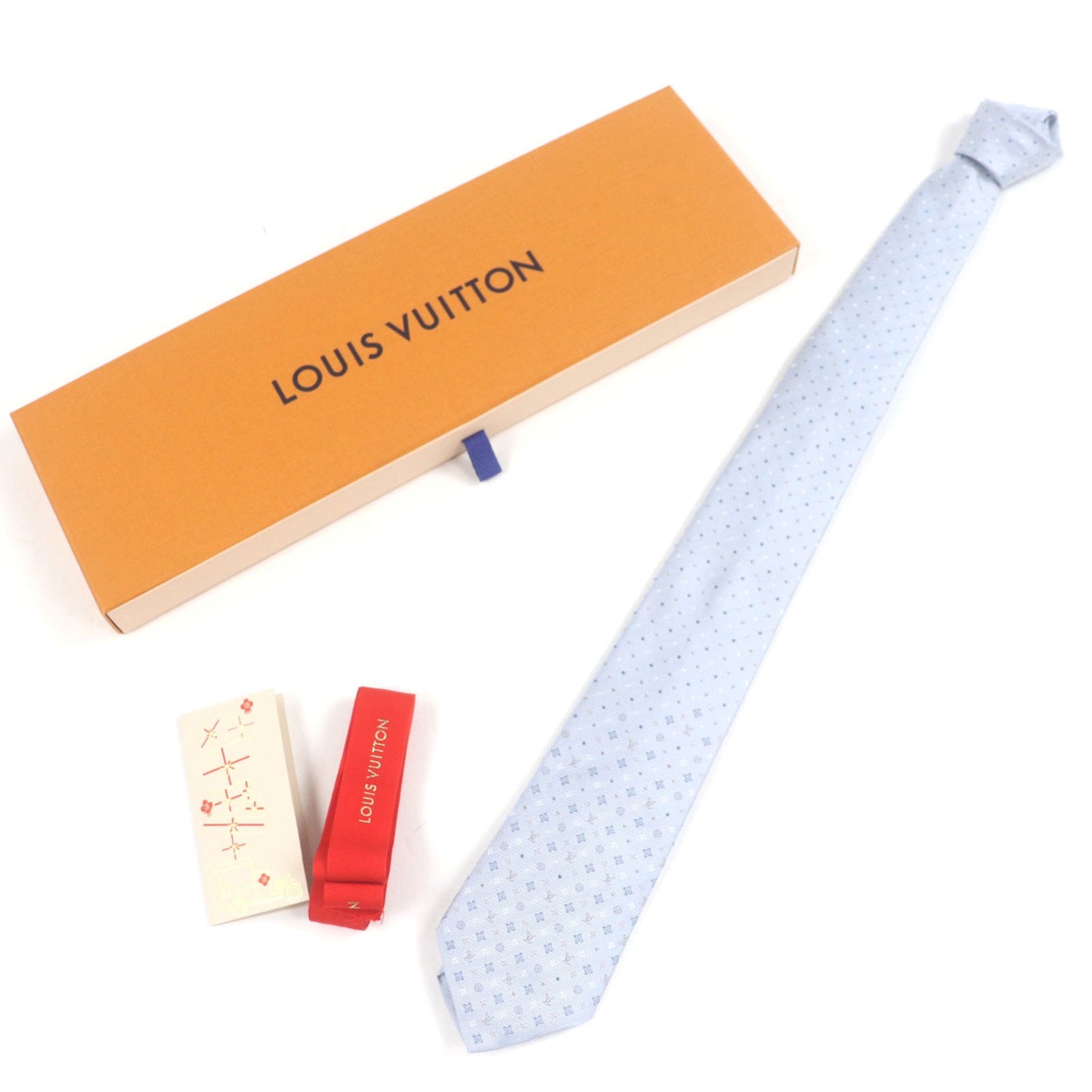 Louis Vuitton 2023 Louis Vuitton M76845 Monogram Gradient Dots 8Cm 100% Silk Tie Light Blue With Box