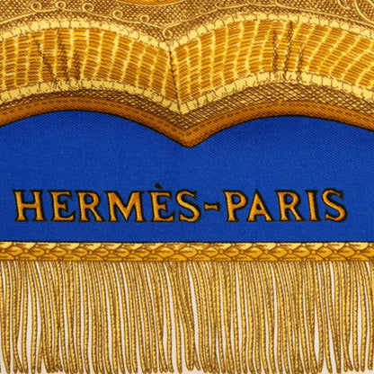 Hermes Herms Carr 90 Poste Et Cavalerie Saber-Decorated Scarf/Muffler In White