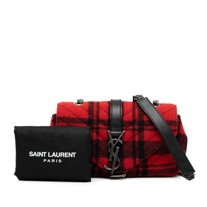 Saint Laurent Baby Chai Chain Shoulder Bag 399289 Red Black Wool Leather