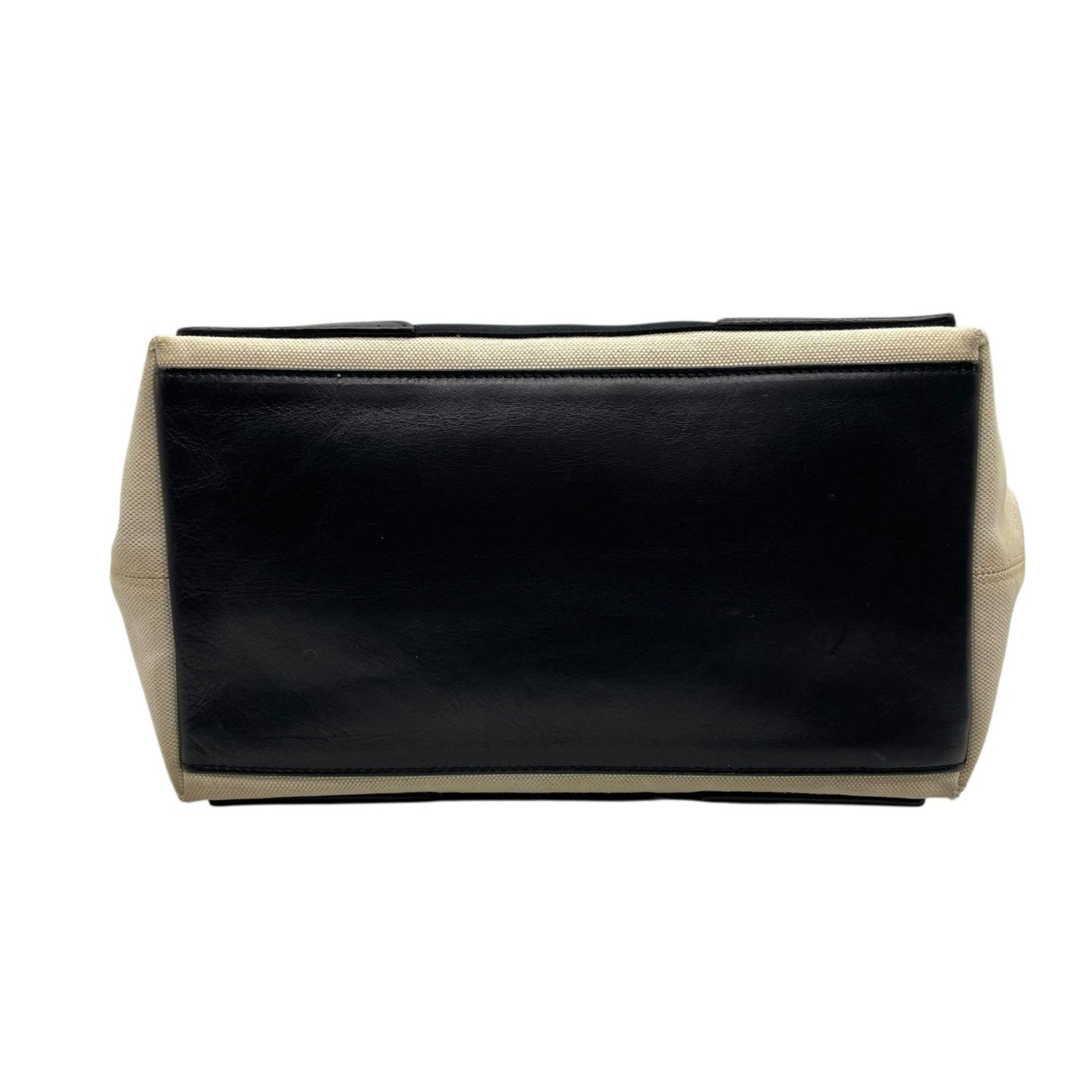 Balenciaga Cabas Handbag Tote Bag In White And Black Canvas With Leather Pouch