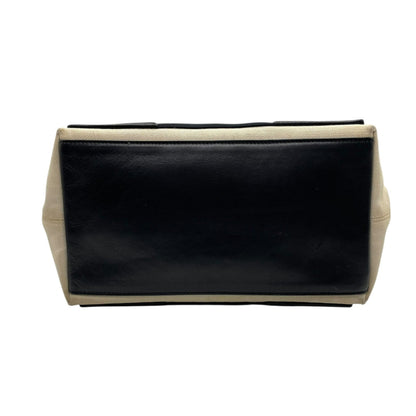 Balenciaga Cabas Handbag Tote Bag In White And Black Canvas With Leather Pouch