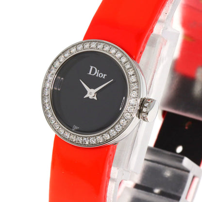 Christian Dior Cd040110 La Mini D Deux Diamond Watch In Stainless Steel/Leather