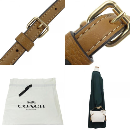 Coach Shoulder Bag Ca164 Leather White Brown