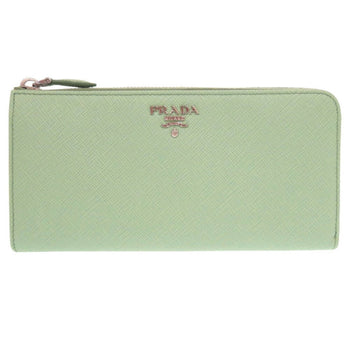 Like New Prada Saffiano Green L-Shaped Long Wallet 0372Prada