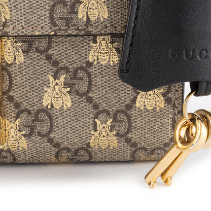 Gucci Bee Gg Supreme Leather Padlock Chain Shoulder Bag