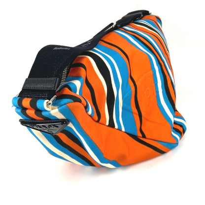 Prada 2Vy007 Striped Triangle Bayadere Crossbody Shoulder Bag In Canvas