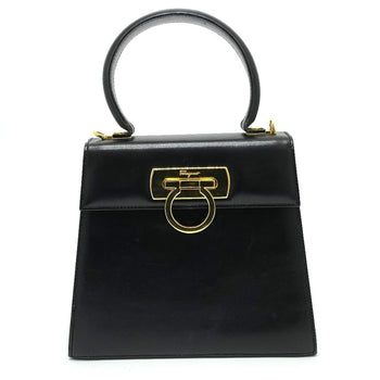 Salvatore Ferragamo Bx-212193 Gancini Bag 2Way Hand Bag Shoulder Bag Black Goldhardware