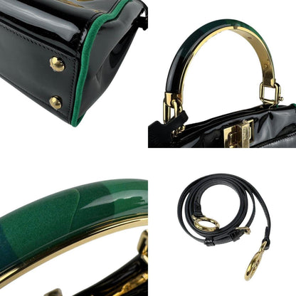 Fendi Handbag Shoulder Bag Mini Peekaboo Iconic Enamel Black X Green