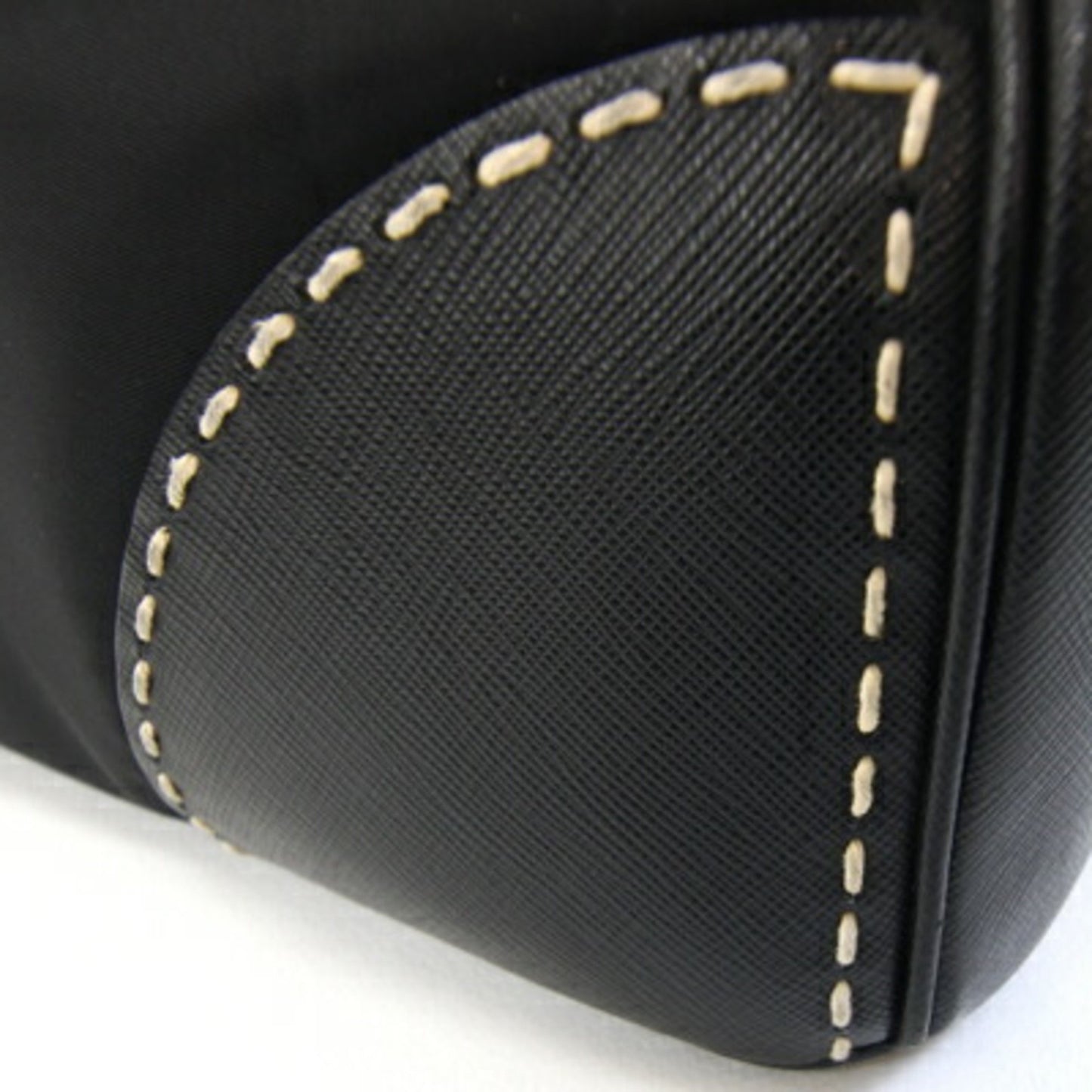 Prada Handbag B1801K Black Nylon Leather Stitching