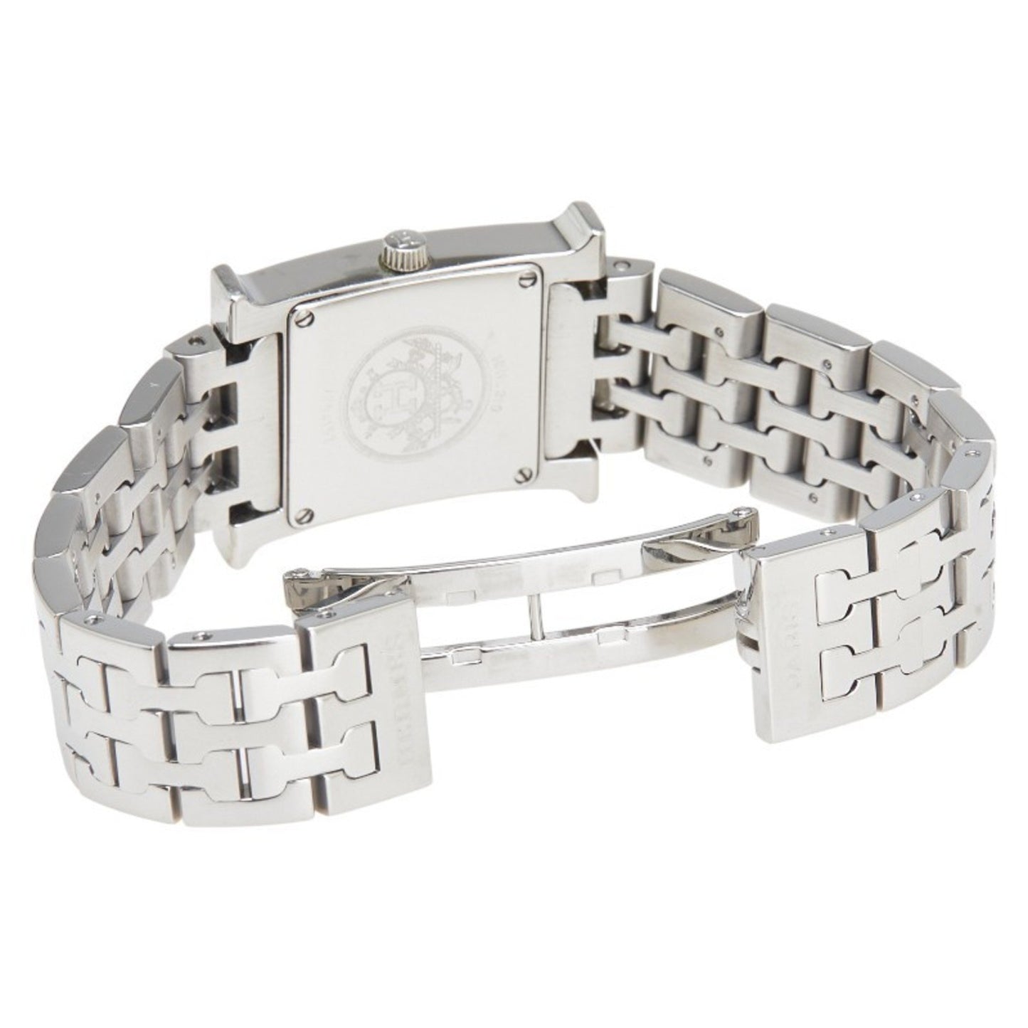 Herms H Watch Hh1.210 Quartz With Black Dial And Stainless Steel