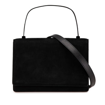 Salvatore Ferragamo 2-Way Handbag/Shoulder Bag In Black Nubuck Leather