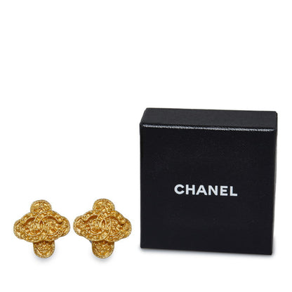 Chanel Coco Mark Cross Earrings Gold Plated