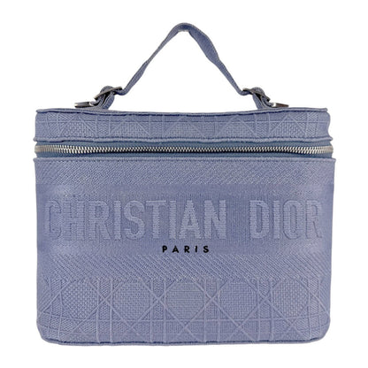 Christian Dior Handbag Vanity Bag Canvas Blue Silver